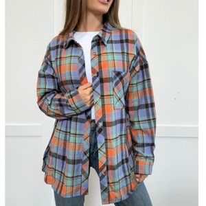 Colorful Plaid Button-Up Shirt/Shacket
